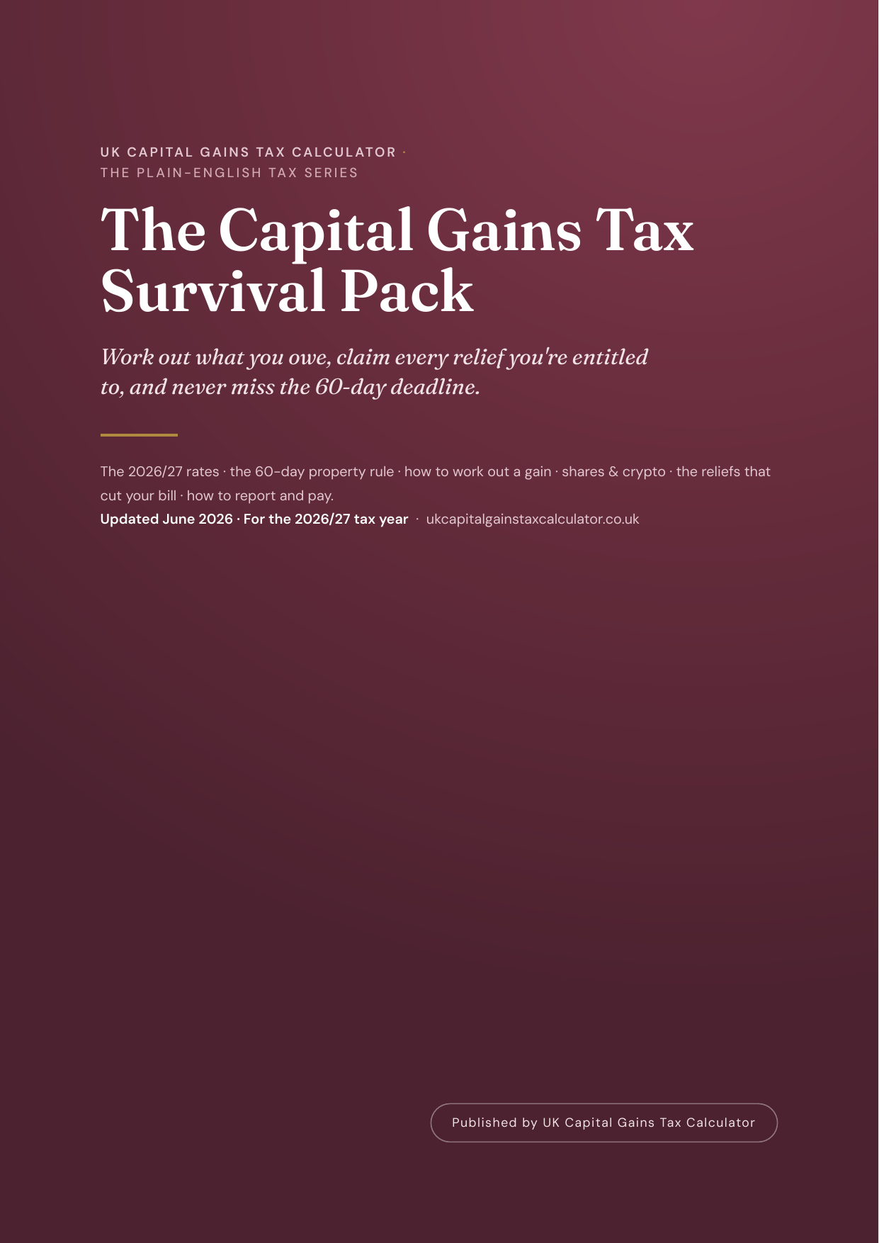 Capital Gains Tax Survival Pack — cover